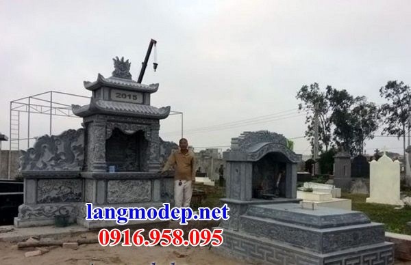 Mẫu mộ một mái khu lăng mộ nghĩa trang gia tộc bằng đá xanh tự nhiên nguyên khối tại Hà Nam