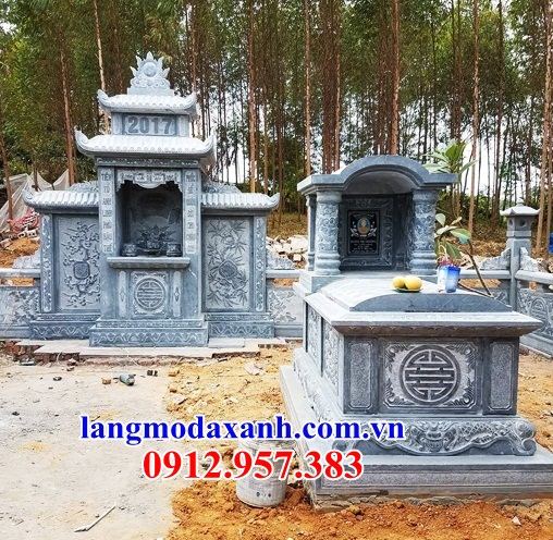 Mộ một mái khu lăng mộ nghĩa trang gia tộc bằng đá Thanh Hóa thiết kế hiện đại tại An Giang