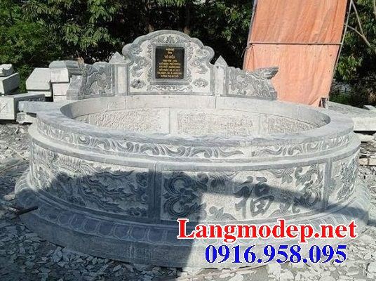 Mộ tròn khu nghĩa trang gia đình dòng họ bằng đá xanh nguyên khối đẹp tại Hà Giang