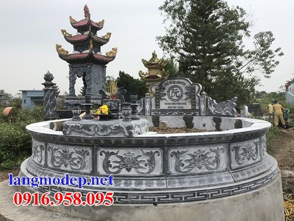 Mộ tổ tròn khu nghĩa trang gia đình dòng họ bằng đá nguyên khối đẹp tại Hà Giang