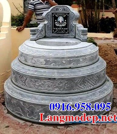 mộ tròn tam cấp thiết kế đẹp bằng đá kích thước chuẩn phong thủy bán tại Hải Phòng