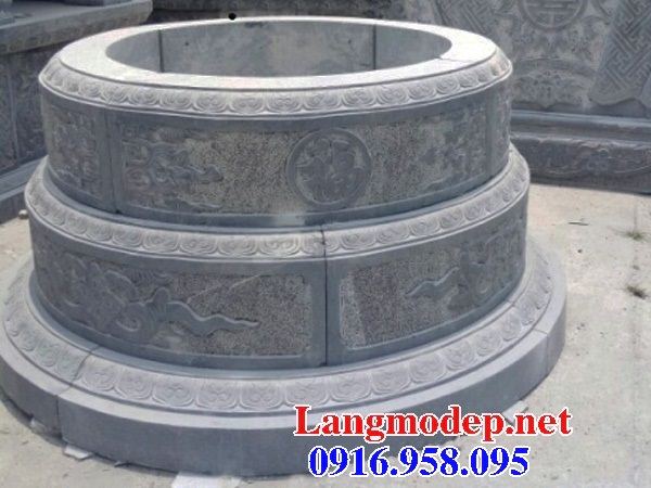 mộ tổ hình tròn kích thước đẹp khu nghĩa trang gia đình dòng họ bằng đá xanh tự nhiên bán tại Hải Dương