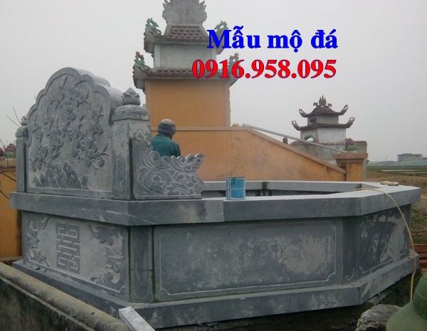 Hình ảnh mộ bát giác bằng đá xanh nguyên khối bán tại Đắk Nông