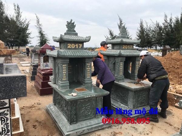 Lăng thờ chung bằng đá xanh rêu nguyên khối Ninh Bình bán tại Kiên Giang