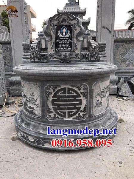 Mẫu mộ cụ tổ tròn khu nghĩa trang gia đình dòng họ bằng đá tự nhiên cao cấp đẹp tại Khánh Hòa