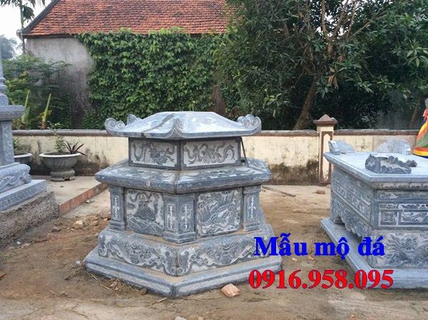 Mẫu mộ lục lăng bát giác xây sẵn bằng đá điêu khắc rồng tại Ninh Bình