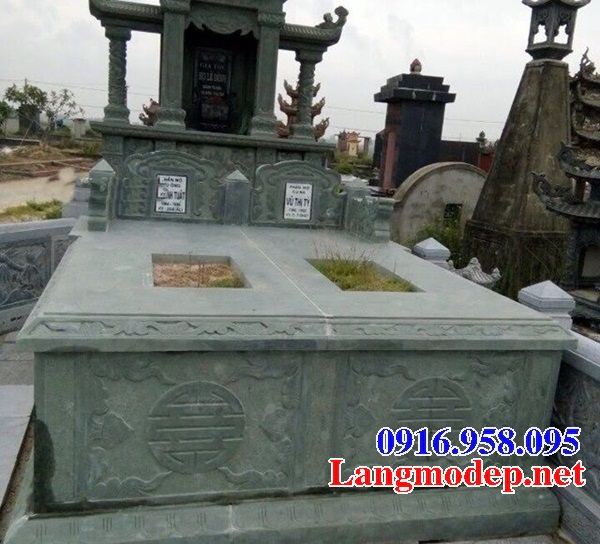 Mẫu mộ đôi bằng đá xanh rêu tự nhiên Thanh Hóa bán tại Tiền Giang