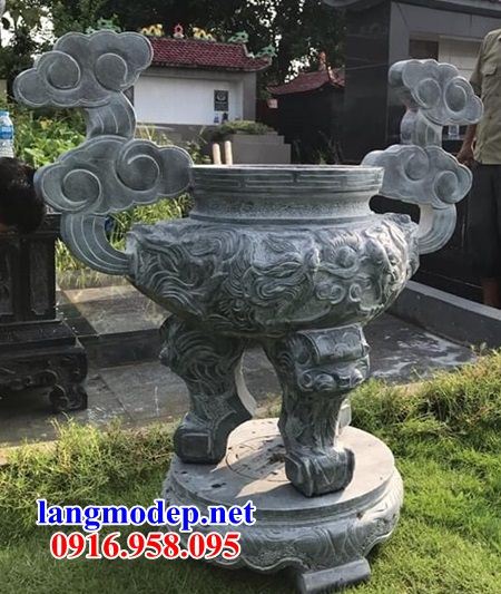 Mẫu lư hương đỉnh đèn thờ cúng sân vườn bằng đá chạm khắc hoa văn đẹp nhất năm 2021