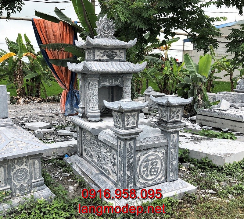 Mẫu mộ hai mái bằng đá tự nhiên đẹp chuẩn phong thuỷ, giá tốt, bán chạy nhất tại An Giang năm 2023