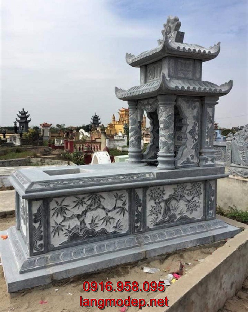 Mẫu mộ đá 2 mái bán tại An Giang đẹp mắt và mang nhiều ý nghĩa về mặt phong thủy