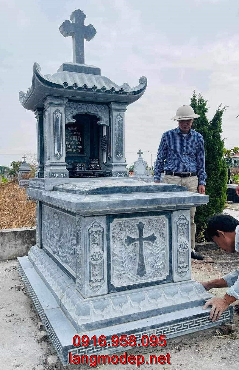 Mẫu mộ đạo bằng đá đẹp chuẩn phong thuỷ, giá tốt, bán chạy nhất tại Quảng Ninh năm 2023