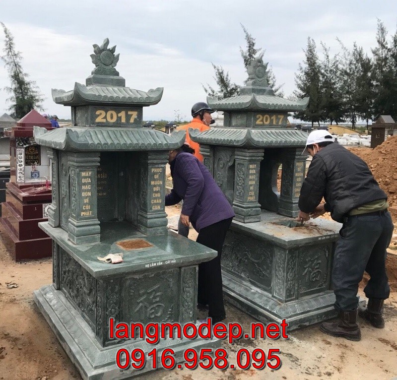 Mẫu mộ đá xanh rêu đẹp chuẩn phong thuỷ, giá tốt, bán chạy nhất tại Hà Nội năm 2024