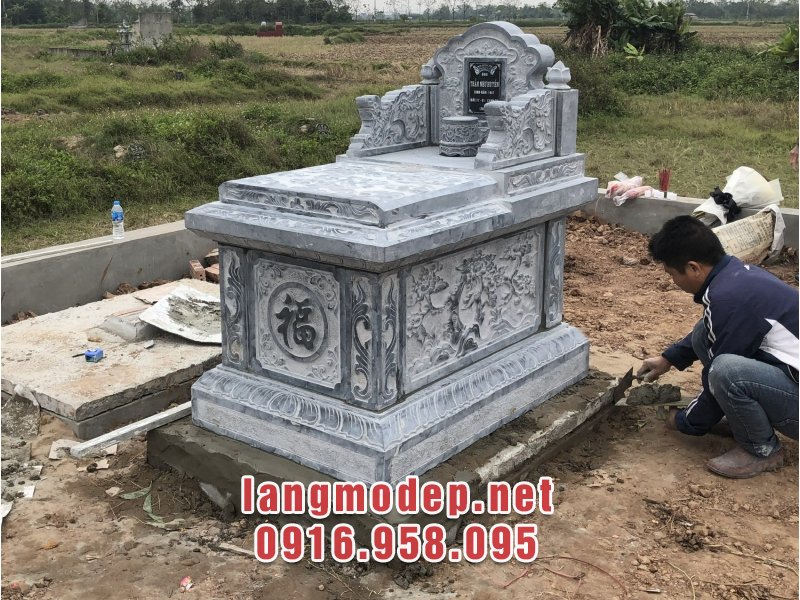 Mẫu mộ đá đơn đẹp chuẩn phong thuỷ, giá tốt