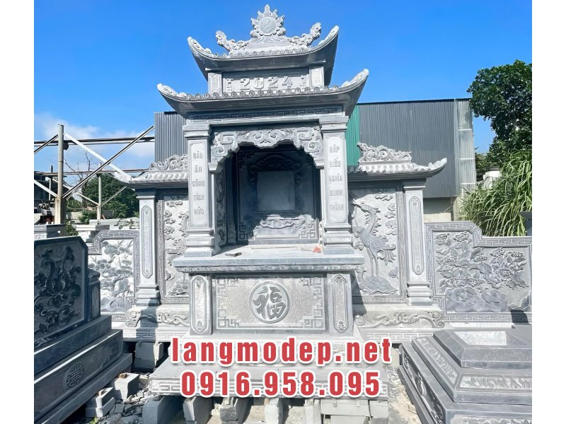 Mẫu lăng thờ đá xanh đen cánh hạc tinh xảo, bền đẹp, giá tốt