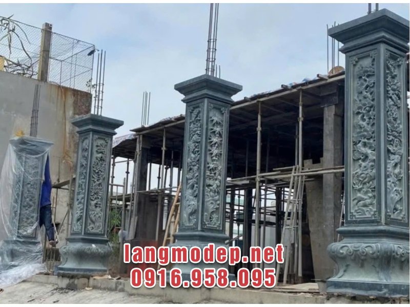 Mẫu cột hiên vuông đá xanh rêu cao cấp