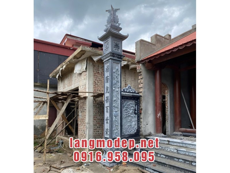 Mẫu cột đồng trụ đá nhà thờ họ, từ đường bền đẹp, ý nghĩa, chuẩn phong thuỷ, giá tốt năm 2025