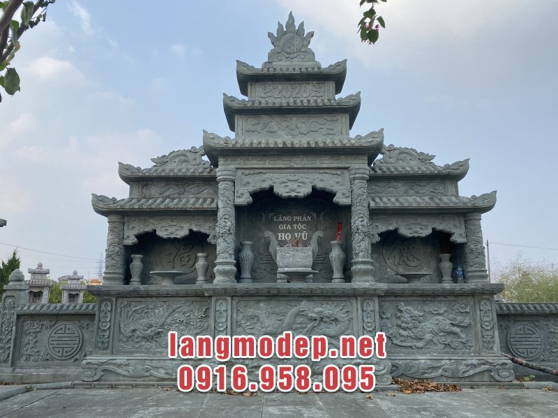 Mẫu lăng thờ 3 gian 7 mái uy nghiêm, bề thế, sang trọng cho các khu lăng mộ có diện tích lớn