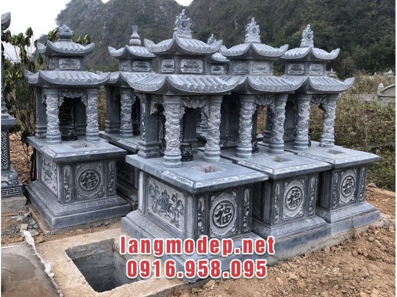 Mẫu mộ đá đơn 2 mái truyền thống chuẩn phong thuỷ, giá tốt