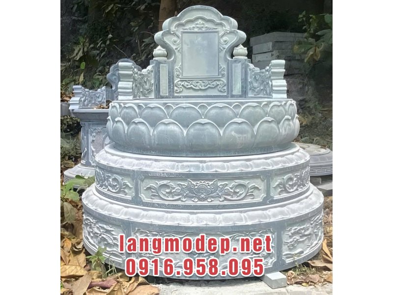 Mẫu mộ đá tròn tam cấp vững trãi, bền đẹp chuẩn phong thuỷ năm 2025