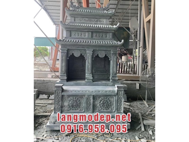 Mẫu mộ đôi 3 mái đá xanh rêu cao cấp chuẩn phong thuỷ, bề thế, sang trọng, đẳng cấp, giá tốt năm 2025