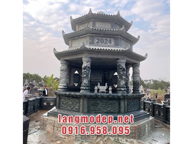 Mộ đá hình bát giác 3 mái uy nghi, đồ sộ, bền đẹp, ý nghĩa