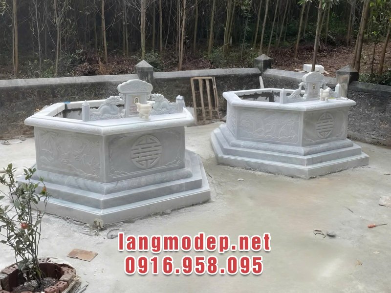 Mộ lục giác bằng đá trắng bền đẹp vĩnh cửu với thời gian và mang đậm ý nghĩa tâm linh, phong thuỷ sâu sắc