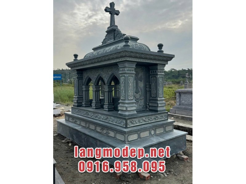 Mẫu mộ đạo bằng đá xanh rêu cao cấp có kích thước chuẩn phong thuỷ thước lỗ ban để người mất có thể an nghỉ nơi thiên đàng, con cháu được hưởng nhiều phúc đức