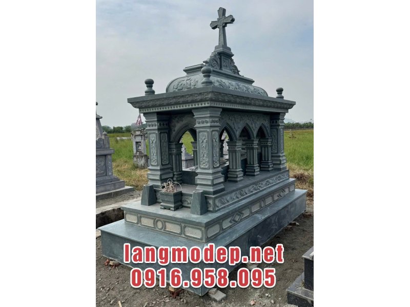 Mẫu mộ đạo bằng đá xanh rêu cao cấp tinh tế, sang trọng, nổi bật, giá tốt năm 2025