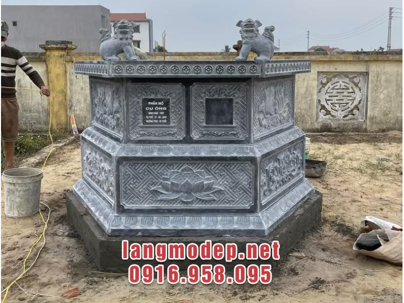 Mẫu mộ đá đôi lục giác hợp phong thuỷ, sang trọng, bền đẹp, giá tốt năm 2025