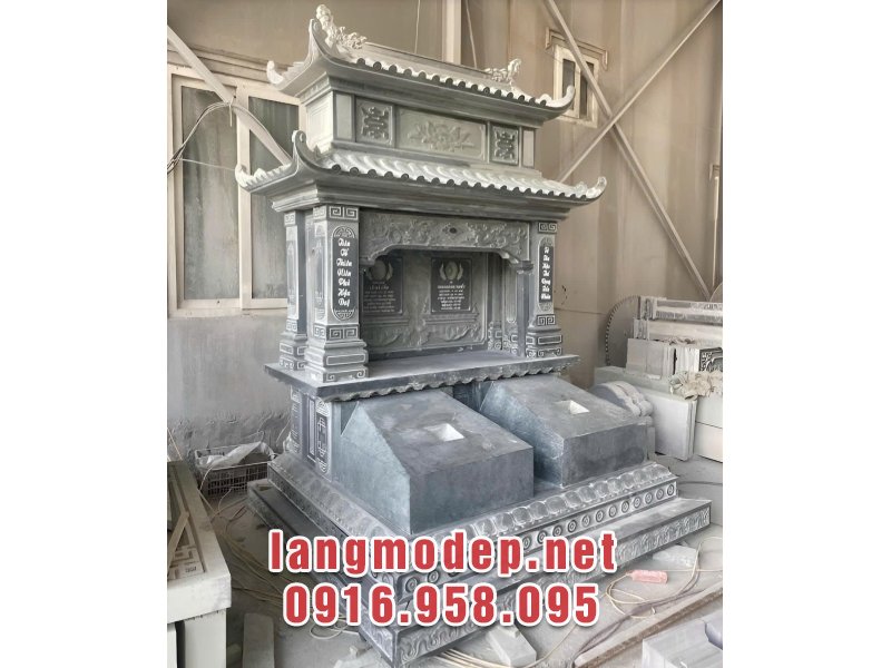 Mộ đá đôi xanh rêu 2 mái độc đáo, sang trọng, nổi bật, giá tốt