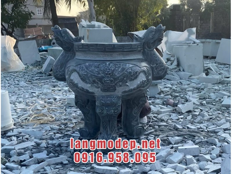 Mẫu đỉnh hương đá tròn tai rồng sang trọng, bền đẹp, ý nghĩa