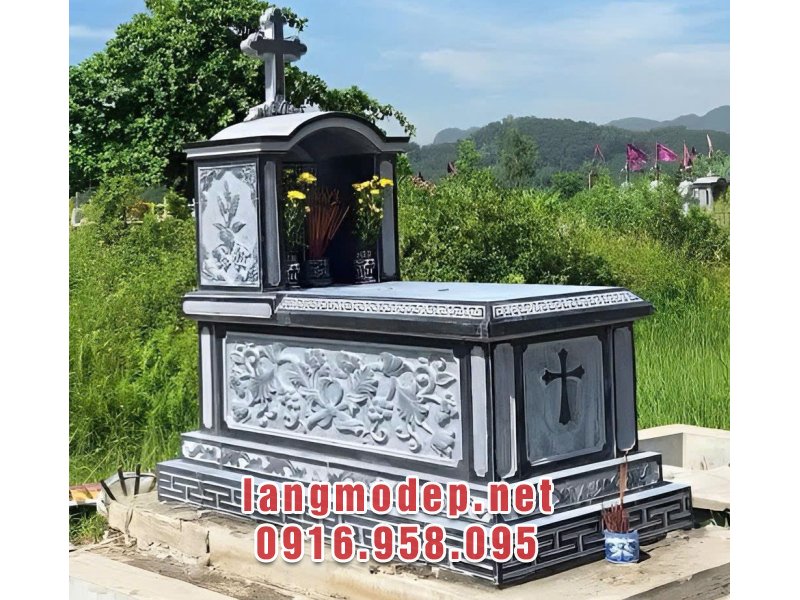 Mẫu mộ đá công giáo mái vòm bền đẹp, chuẩn phong thuỷ, giá tốt năm 2025