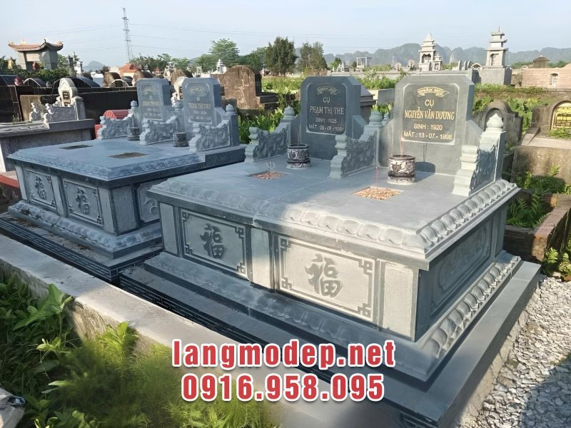 Mẫu mộ đá đôi không mái đơn giản, bền đẹp, giá tốt năm 2026
