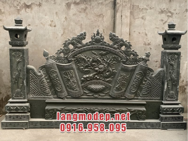 Mẫu cuốn thư đá nhà thờ họ chuẩn phong thuỷ, bền đẹp, ý nghĩa