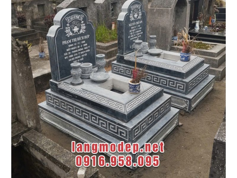 Mộ tam cấp đá xanh đen đơn giản, bền đẹp, giá tốt năm 2026