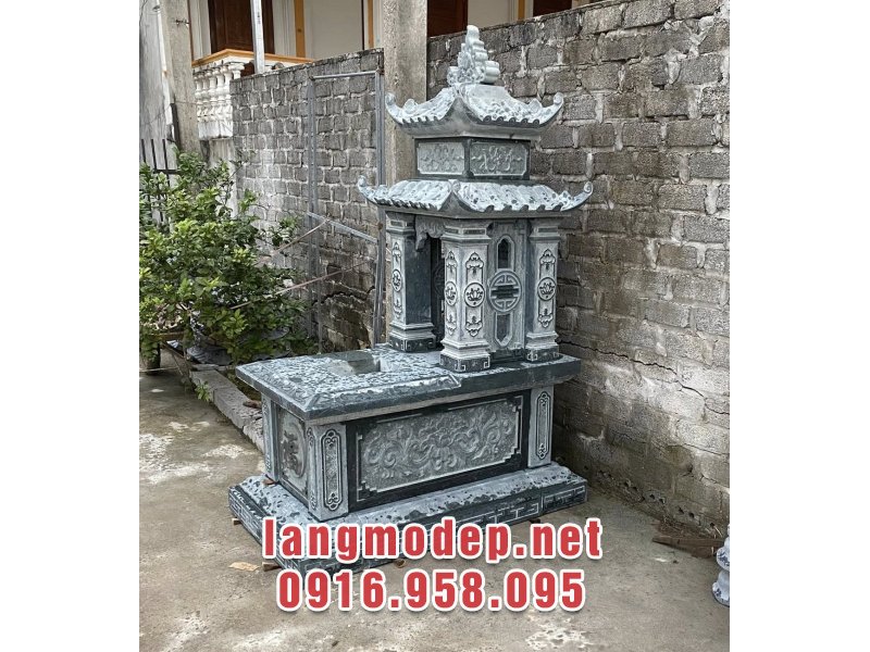 Mẫu mộ đơn 2 mái đá xanh rêu trang nghiêm, bề thế, chuẩn phong thuỷ, giá tốt năm 2026