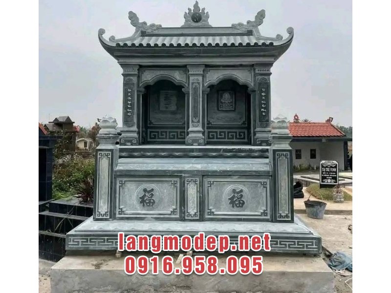 Mẫu mộ đôi đá xanh rêu 1 mái tinh tế, sang trọng, hợp phong thuỷ, ý nghĩa, giá tốt năm 2026