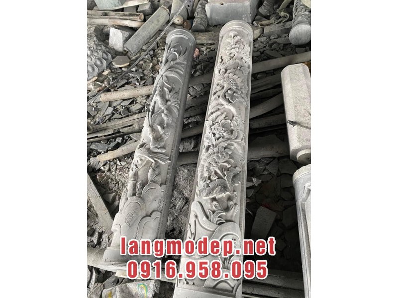 Mẫu cột hiên tròn chạm Tứ quý mang ý nghĩa cầu mong sự vững chãi, bốn mùa an lạc và thịnh vượng